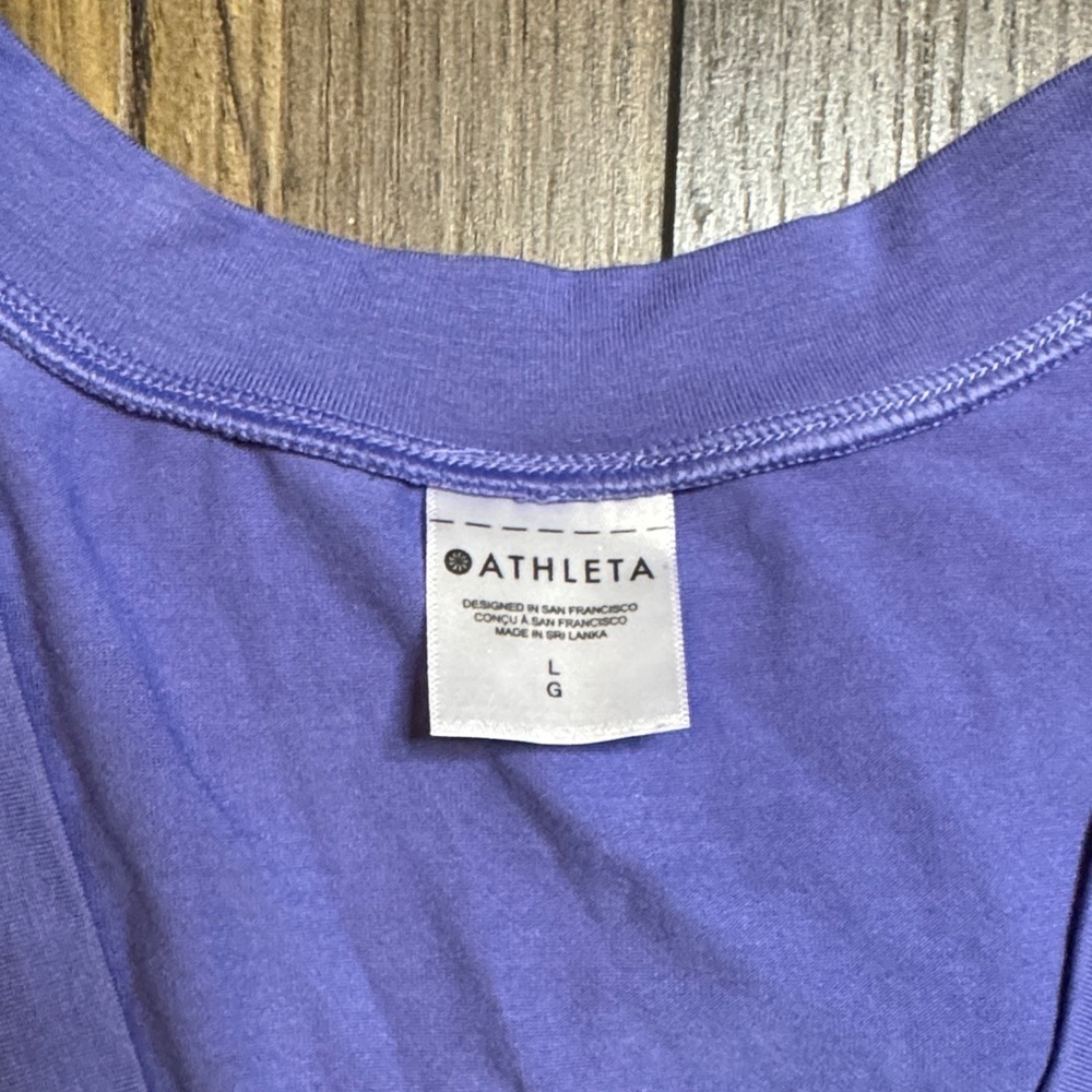 Athleta Purple V-Neck Athletic Top Size L - Picture 2 of 4